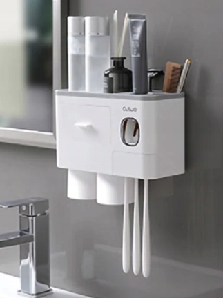 Kupelňový set doplnkov - [2 Šedé poháre] Magnetická adsorpcia