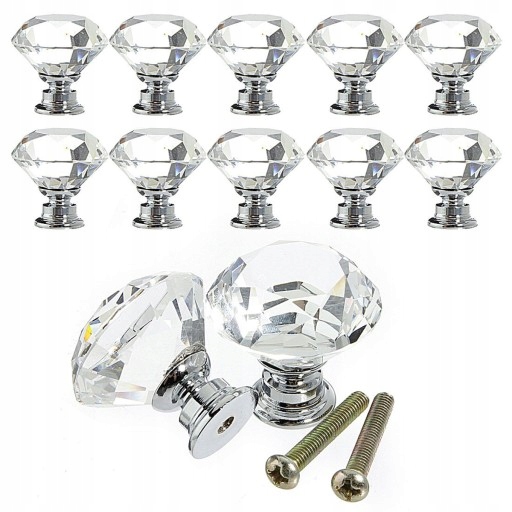Vaňová batéria - Gombík dvierok skrinky z 30 mm diamantového krištáľového skla