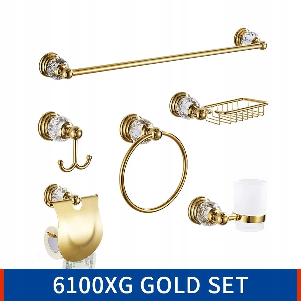 Kupelňový set doplnkov - [6100xg-zlatá] 6 kusov Kúpeľňové doplnky
