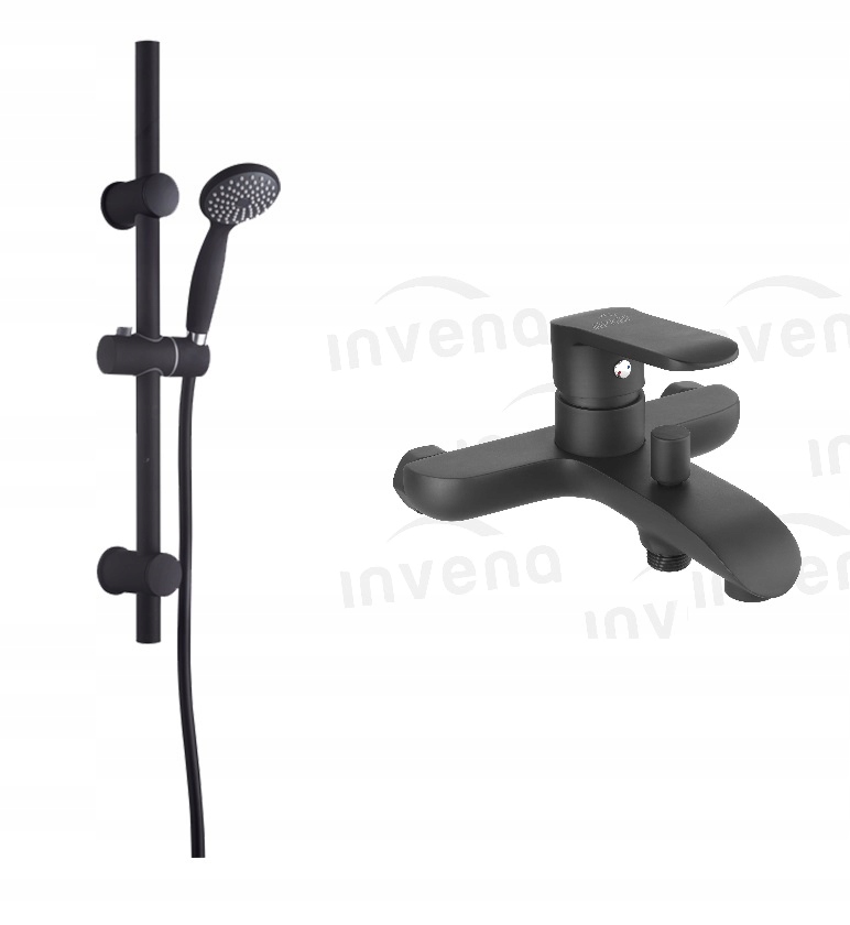Vaňová batéria - SIROS BATHTUB ČIERNA BATÉRIA + SPRCHOVÁ SADA