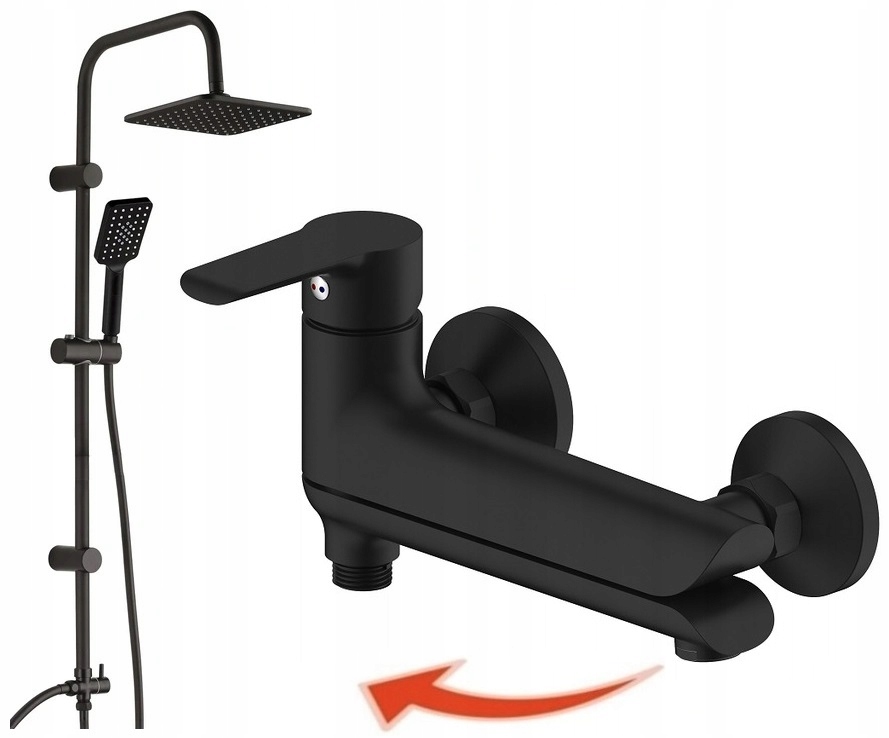 Vaňová batéria - BATHTUB BATÉRIA SKLADATEĽNÁ ČIERNA VÝPLATA + sada