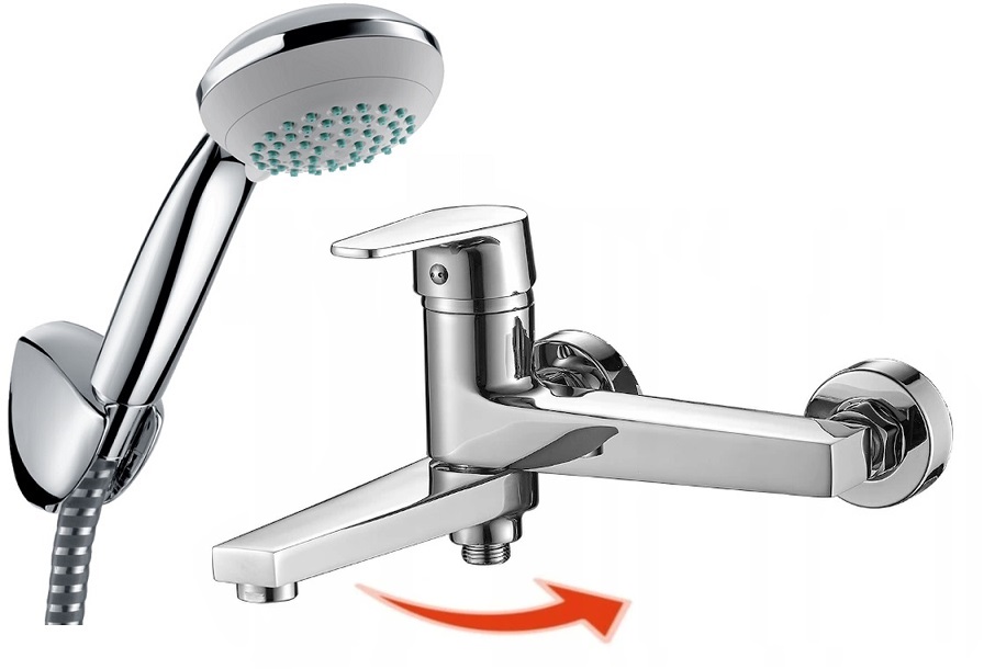 Vaňová batéria - KÚPELŇOVÁ BATÉRIA SKLÁDACÍ VÝPLAT + HANSGROHE sprcha