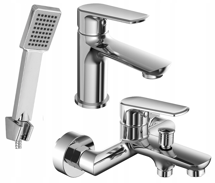 Vaňová batéria - AKUMULÁTOROVÁ BATÉRIA + umývadlo CUBIC + SPRCHOVÁ SADA