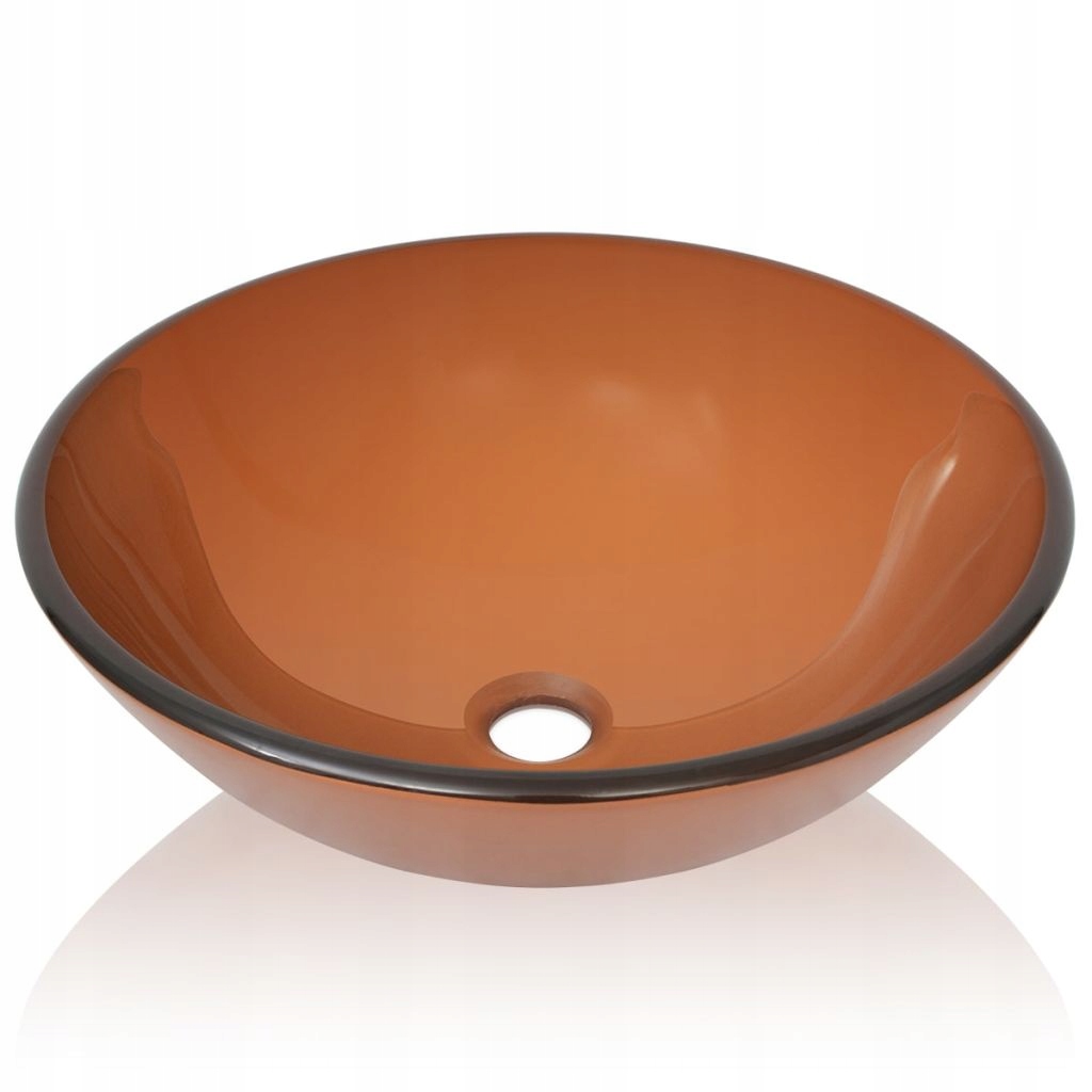 Umývadlo - HNEDÉ KOLOVÉ UMÝVADLO UMÝVANÉ SKLENENÉ SKLO 42 cm