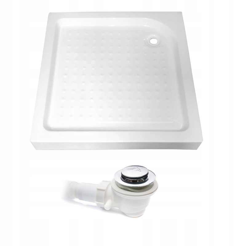 ŠTVORCOVÝ SPRCHOVÝ ZÁSOBNÍK 80x80 Hĺbkový 15cm BIELY + SIFÓN