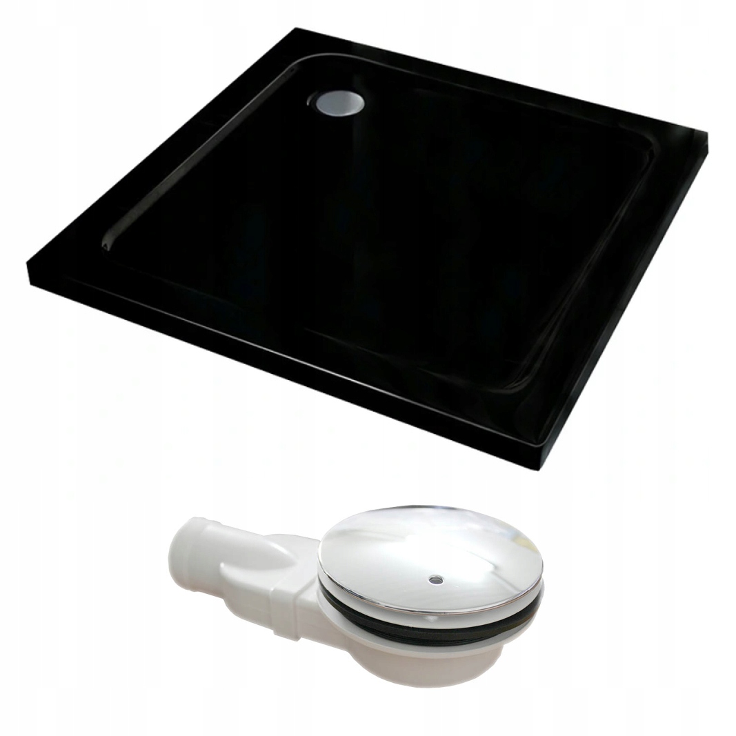 SLIM SQUARE SPRCHOVÝ ZÁSOBNÍK ČIERNY 80x80 AKRYLOVÝ + SIFÓN