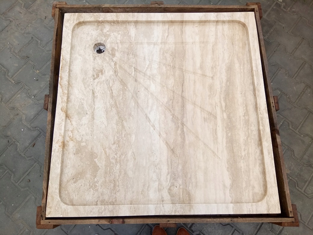 TRAVERTÍNOVÝ ZÁSOBNÍK IVORY KRÁSNY KAMEN 110x110x8cm *