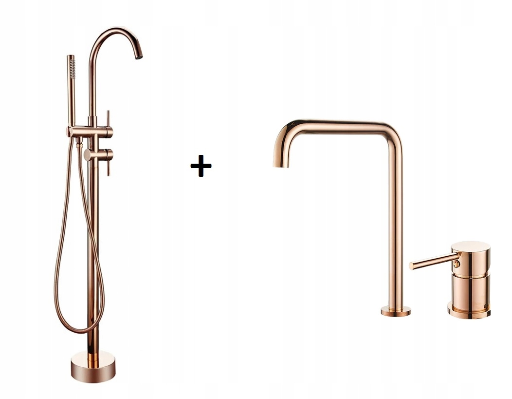 Vaňová batéria - Vaňová + umývadlová batéria Quaro Rose Gold POLER