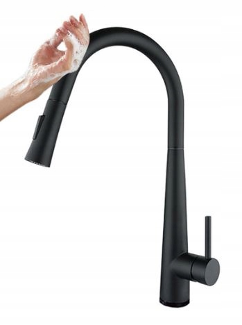 Kuchynská batéria -  Batériový faucet čierny matný indukčný dotykový senzor