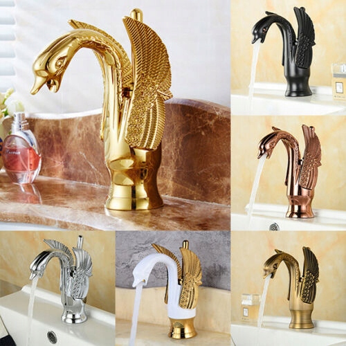 Umyvadlová batéria - Stojací umývadlový faucet so zlatou labuťou