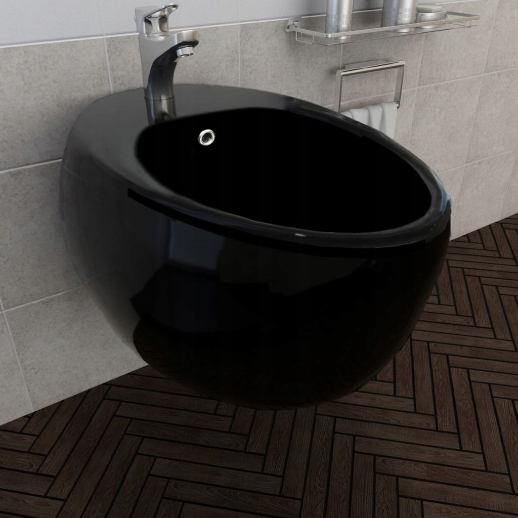 Nástenný čierny keramický bidet