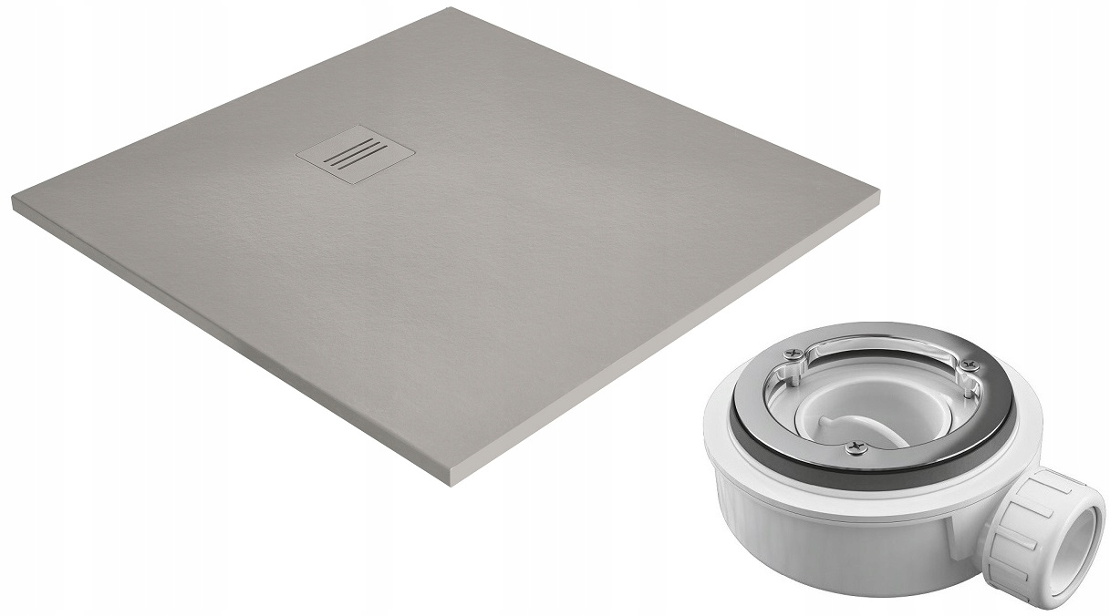 RADAWAY KYNTOS C 100x100 CEMENTO sprchová vanička + SIFÓN