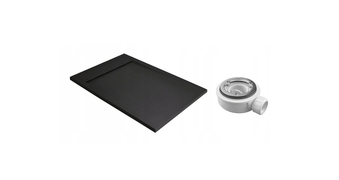 Čierna sprchová vanička Teos F 180x90 + sifón radaway