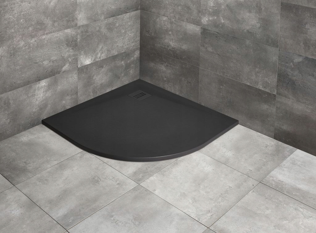 Polkruhová sprchová vanička 90 x 90 Kyntos A Black Radaway (V