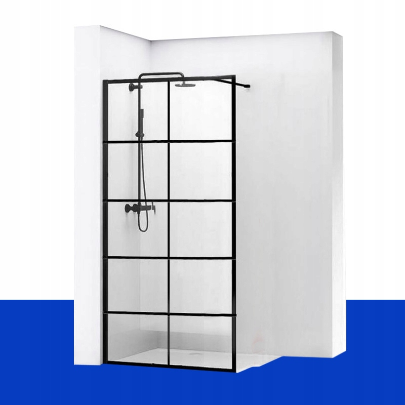 Sprchové dvere - BLER-1 ČIERNA SPRCHOVÁ STENA 90 CM MAT 8MM