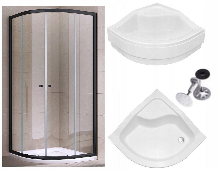 Sprchový kút - ČIERNY sprchovací kút 90x90 + HLBOKÝ ZÁSOBNÍK
