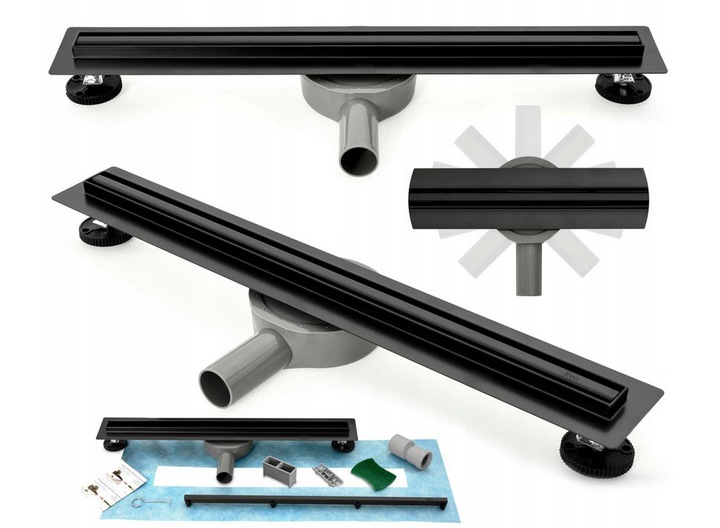 Sprchový žľab - ČIERNY LINEÁRNY ODVOD SLIM ODVODNENIE 60cm 600mm