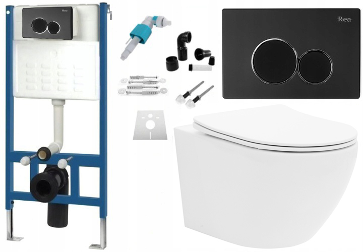 WC tlačidlo - ČIERNE TLAČIDLO + CARLO MINI FLATH FLUSH REA