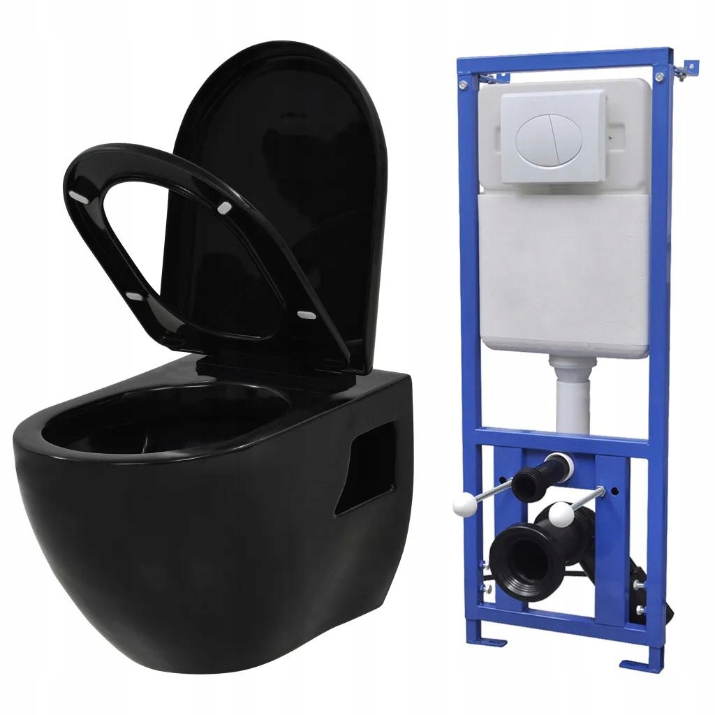 WC MISA - Čierne závesné WC so splachovaním