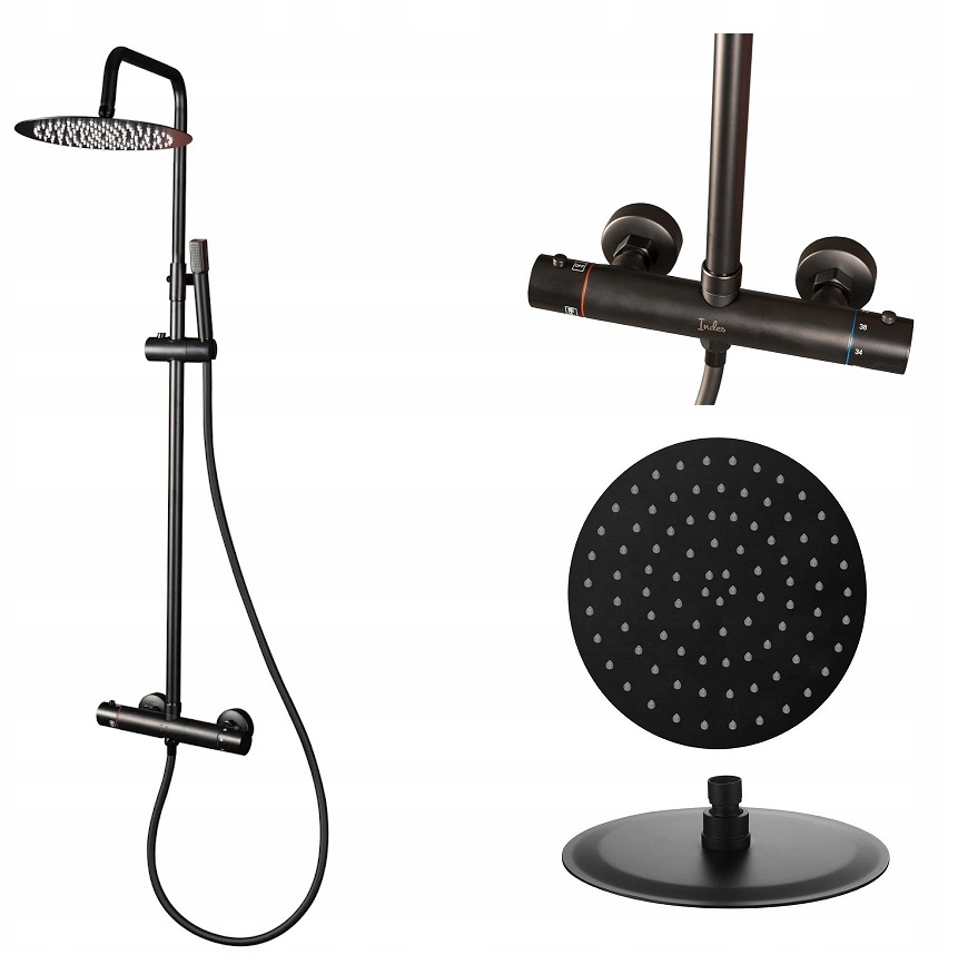 Sprchový panel - Čierna sprchová sada s TERMOSTATOM, faucet