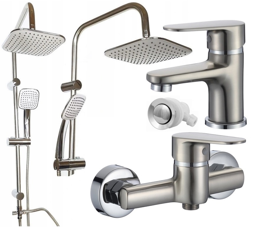 Sprchový panel - DESZCZOWNICA + INOX umývadlová sprchová batéria