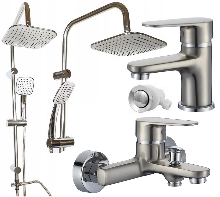 Vaňová batéria - DESZCZOWNICA + vaňa INOX + umývadlová batéria
