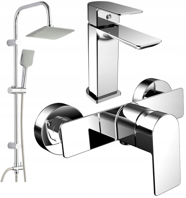 Sprchový panel - DESZCZOWNICA + CUBIC umývadlová sprchová batéria