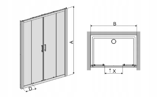 Sprchový kút - Posuvné dvere D4 / TX5-130 sb W0 Sanplast