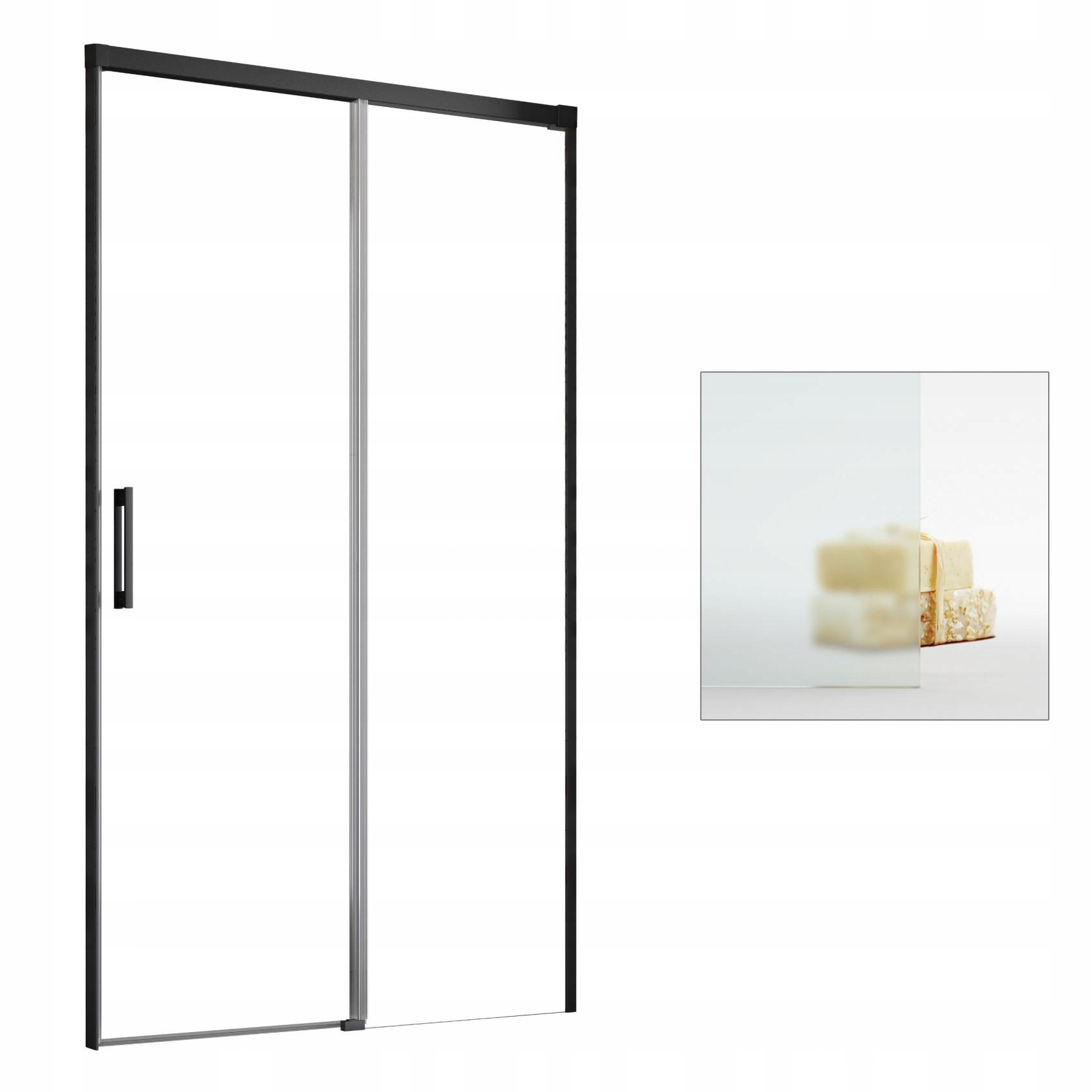 Sprchové dvere - Idea Black DWJ 140 P sprchové vybranie v saténe