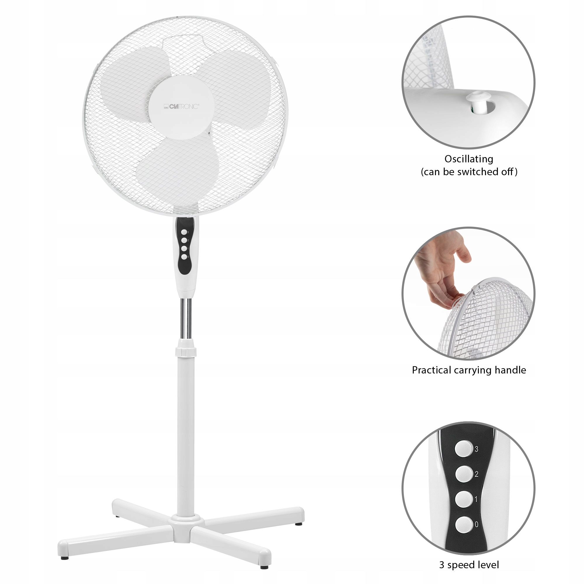 Kupelňový ventilátor - Veľký podlahový ventilátor CLATRONIC s výkonom 45 W. Veterný mlyn