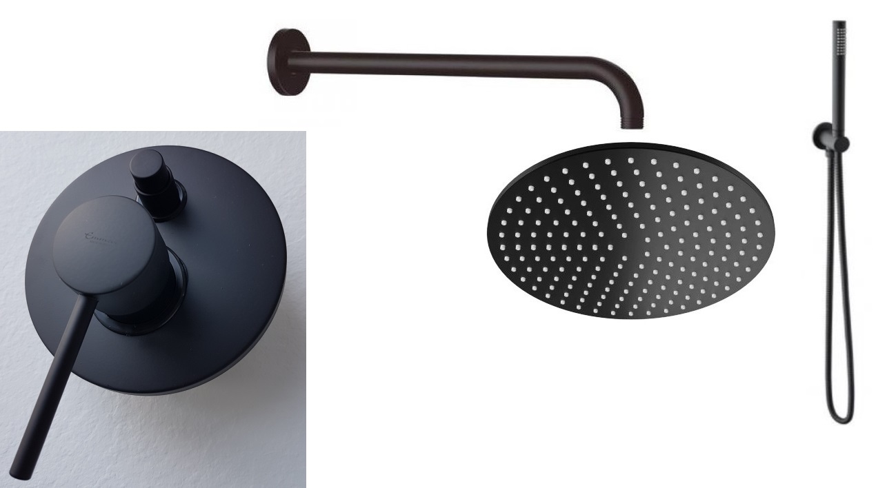 Umyvadlová batéria - SÚPRAVA PIPER EMMEVI ČIERNA SPLACHOVACIA SÚPRAVA 225 mm
