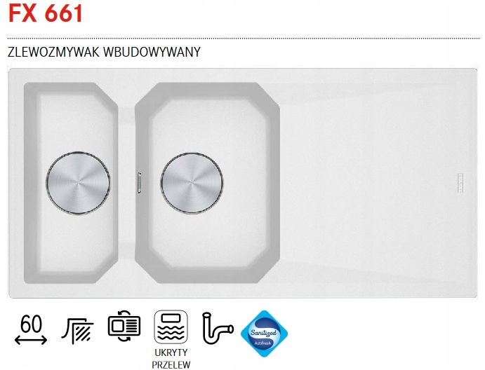 FRANKE SINK GRANITE FXG 611 POLAR BIELY