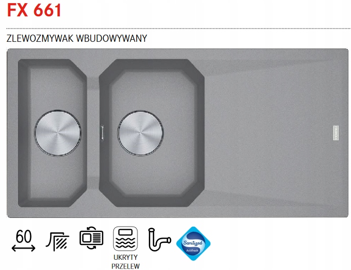FRANKE SINK GRANITE FXG611 KAMENNÁ ŠEDÁ