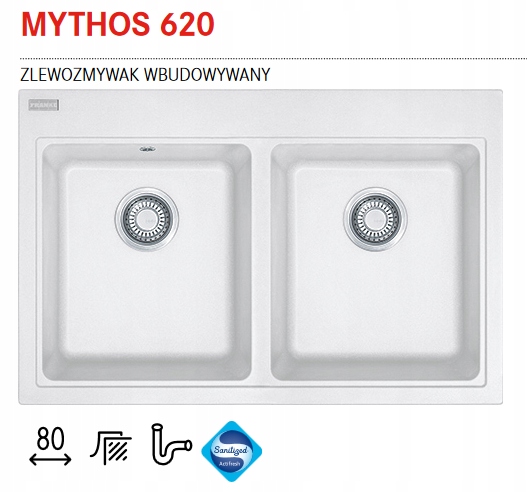 FRANKE SINK GRANITOVÝ MYTHOS 620 BIELY POL
