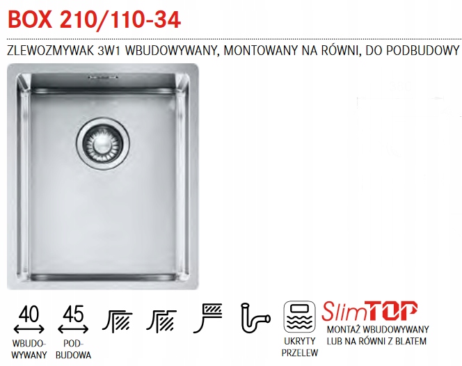 FRANKE STEEL SINK BOX 210/110 -34