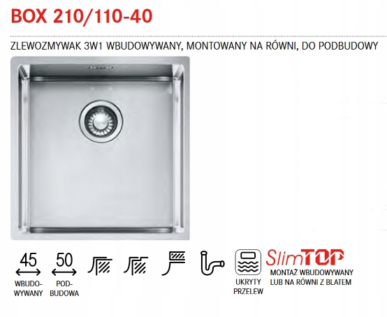 FRANKE STEEL SINK BOX 210/110 - 40
