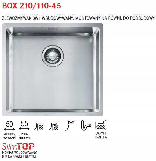 Kuchynský drez - FRANKE STEEL SINK BOX 210/110 - 45