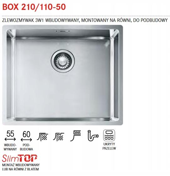 FRANKE STEEL SINK BOX 210/110 -50
