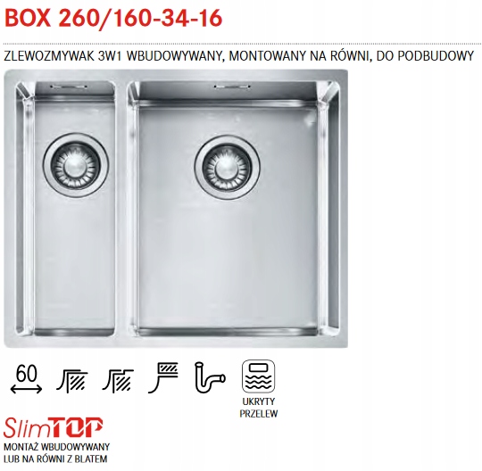 FRANKE STEEL SINK BOX 260/160 - 34-16