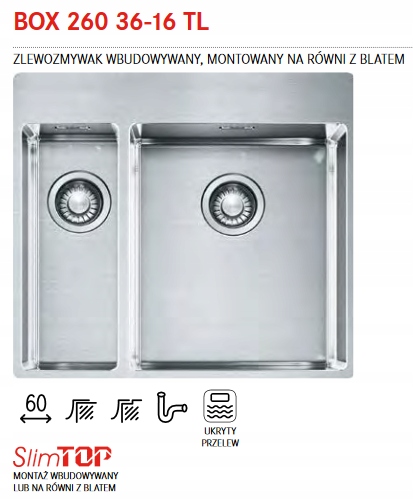 Kuchynský drez - FRANKE STEEL SINK BOX 260 36-16 TL
