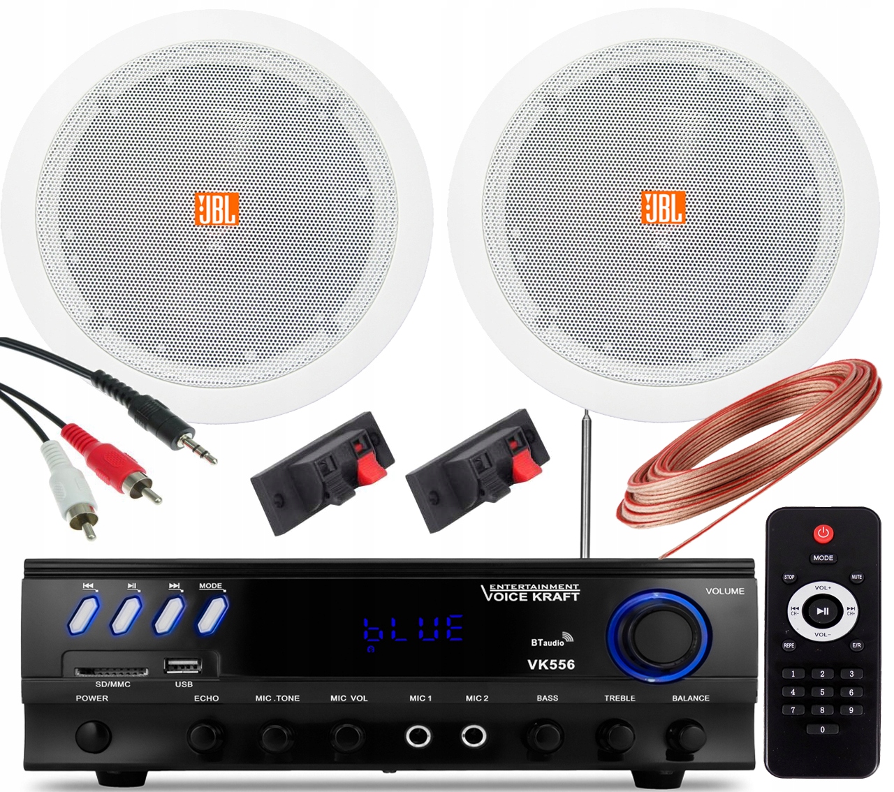 Kupelňový set doplnkov - JBL STROPNÉ REPRODUKTORY ZOSILOVAČ BLUETOOTH + DIAĽKOVÉ OVLÁDANIE