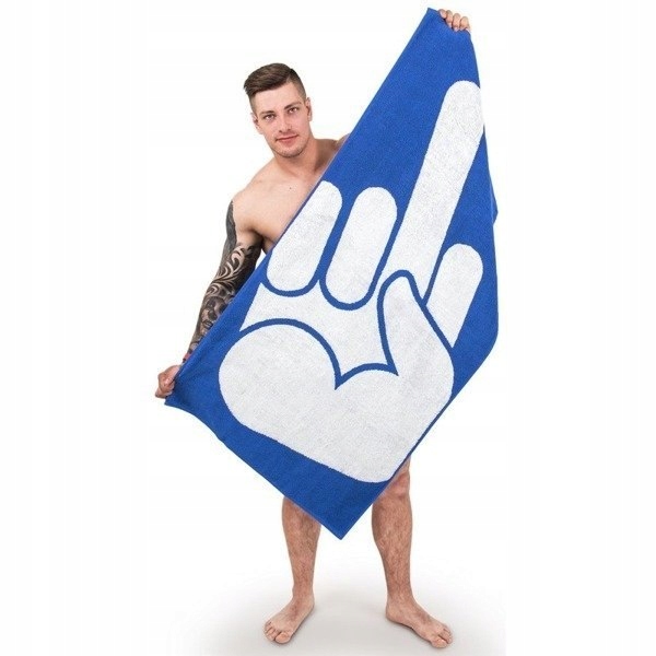 Kupelňový set doplnkov - Darčekový gadget modrý a biely uterák Middle pa