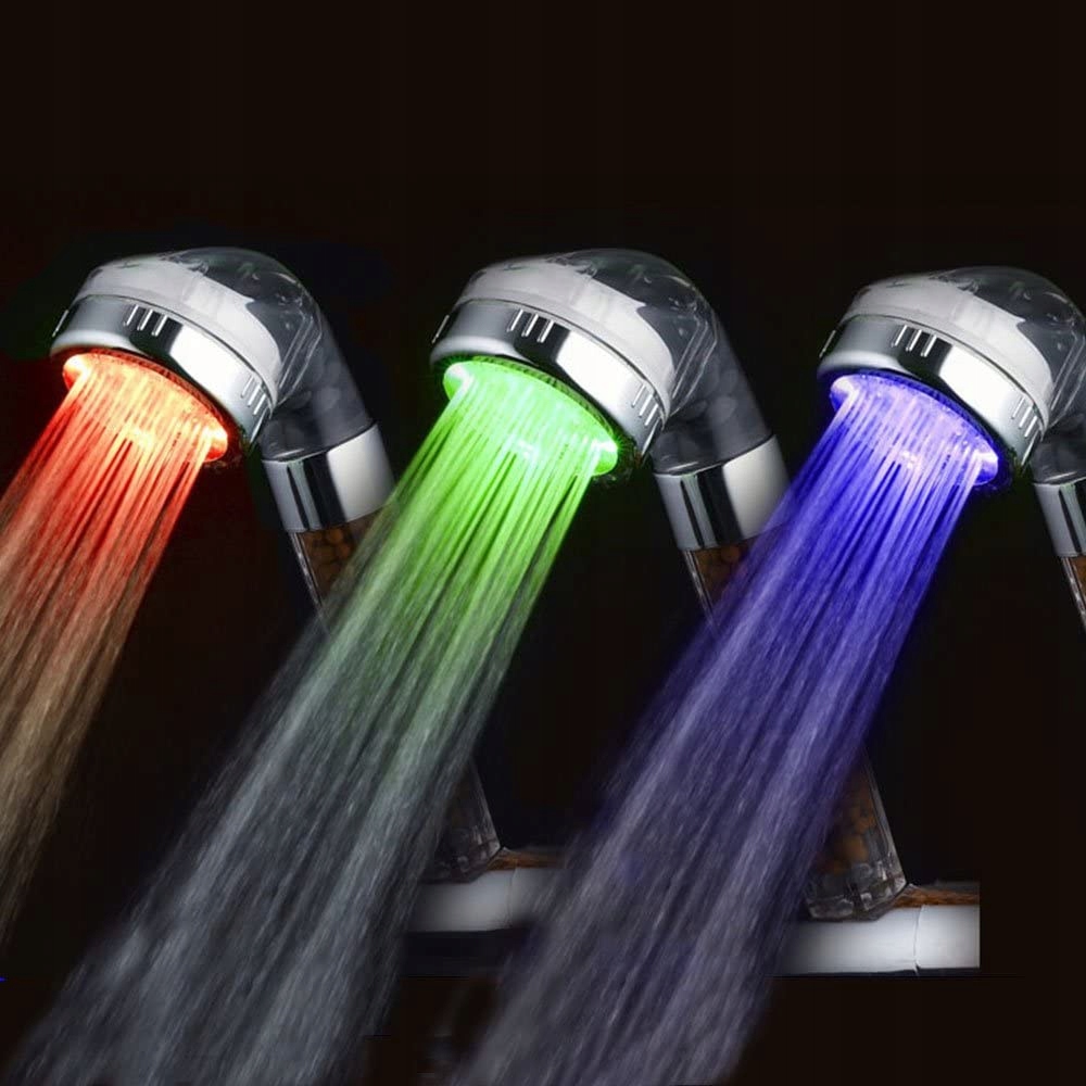 Sprchový panel - LED sprchová hlavica so svetlom, 3 farby