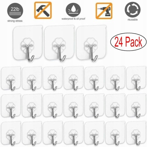 Vešiak - Háčik Fashion transparentný, 24 ks