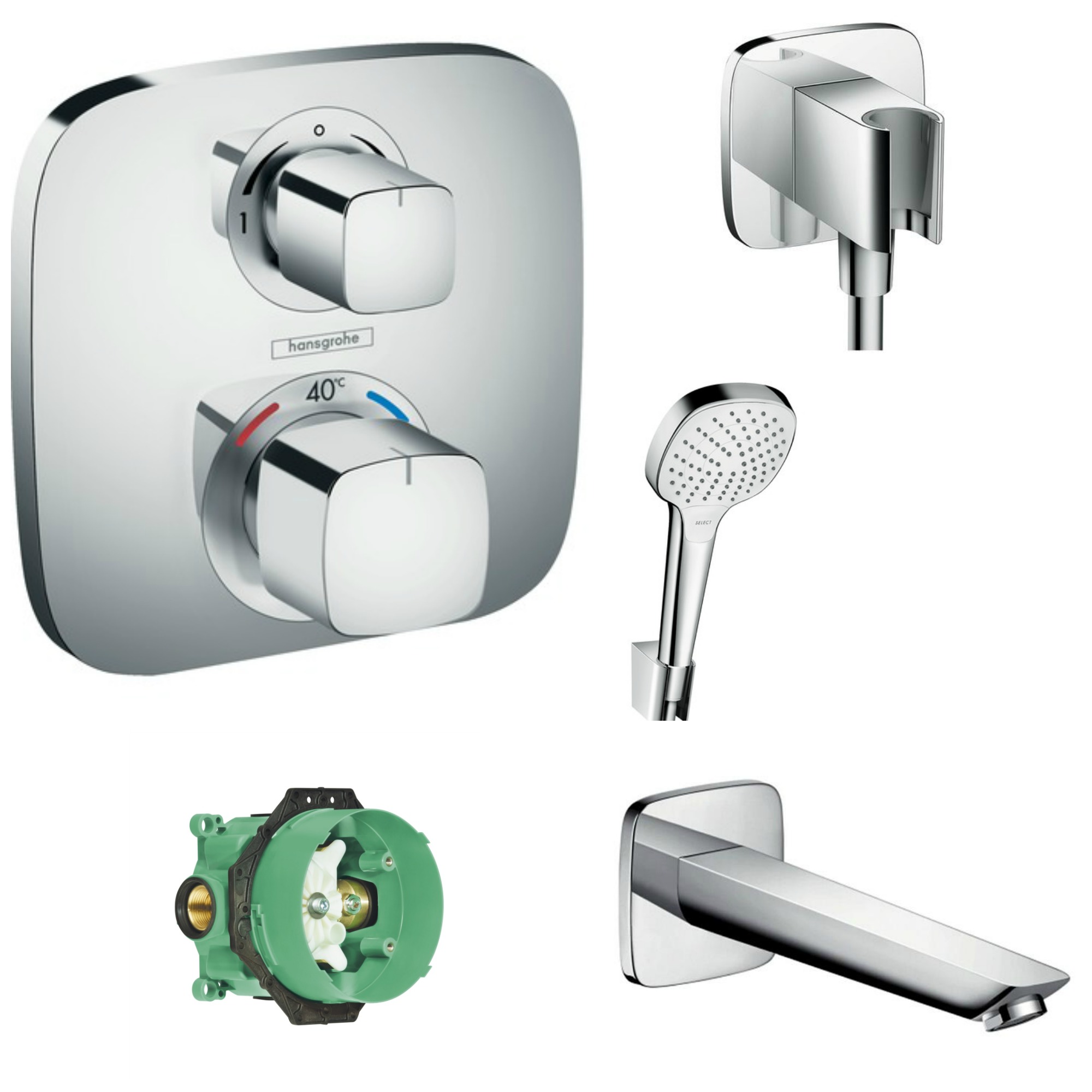 Sprchový panel - Hansgrohe ECOSTAT 15708000 chrlič