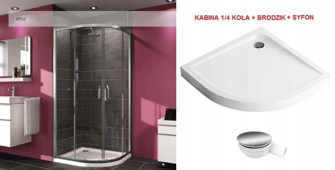 Sprchový kút - Kabína Huppe Ena 2.0 90 polkruhová + vysoká sprchová vanička