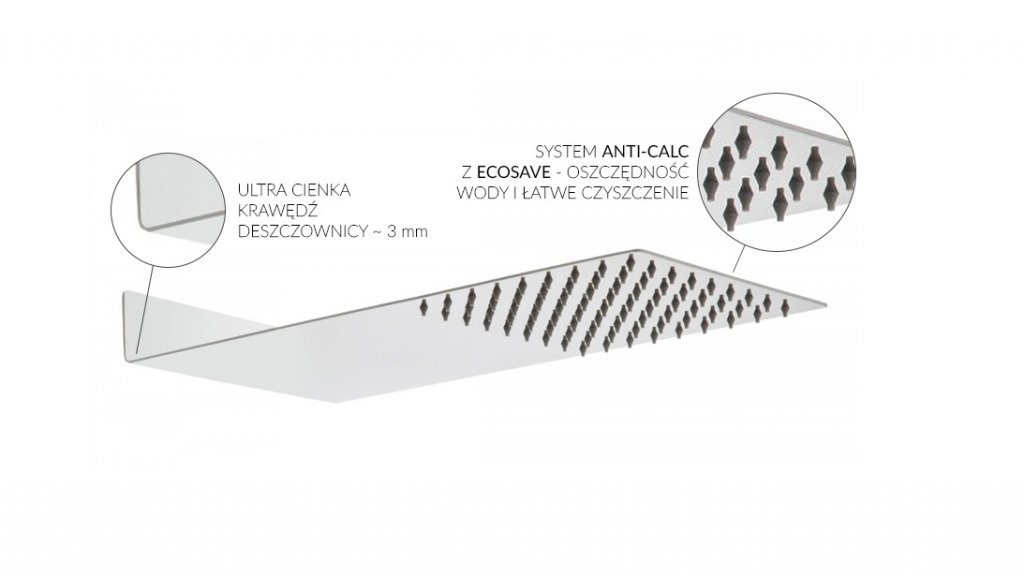 Umyvadlová batéria - Sprchová hlavica INVENA Slim SC-D1-040 45x20cm chróm