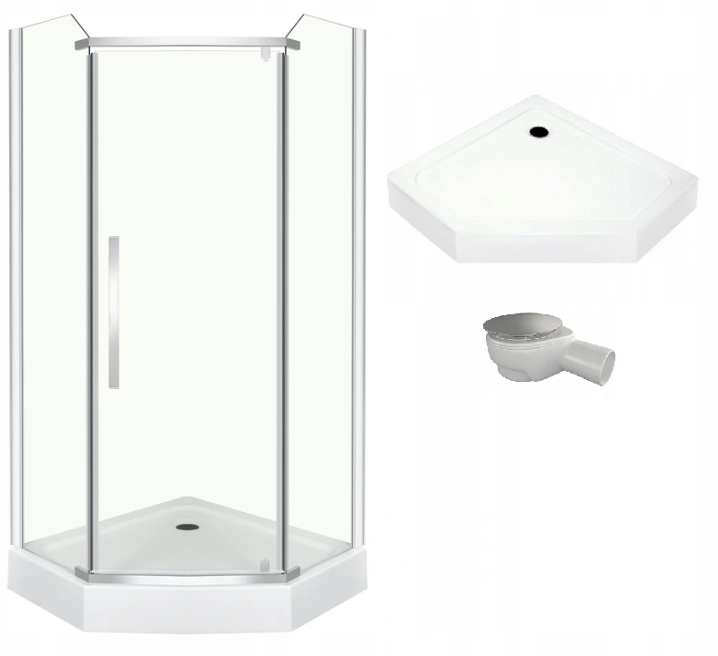 Sprchový kút - Päťuholníkový sprchový kút 90x90 15 cm sprchová vanička
