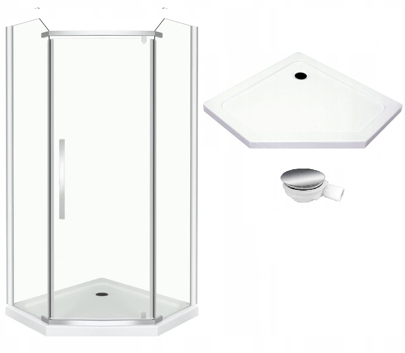 Sprchový kút - Päťuholníkový sprchový kút 90x90 SLIM sprchová vanička