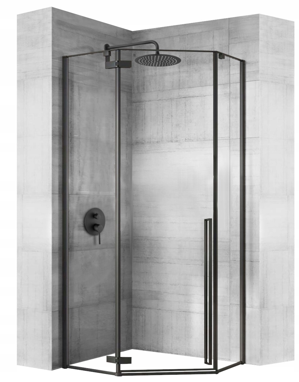 Sprchový kút - PEDAGONÁLNA SPRCHOVÁ KABÍNA ČIERNY RÁM 90x90